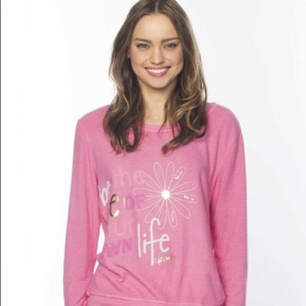 Peace Love World pink sweater